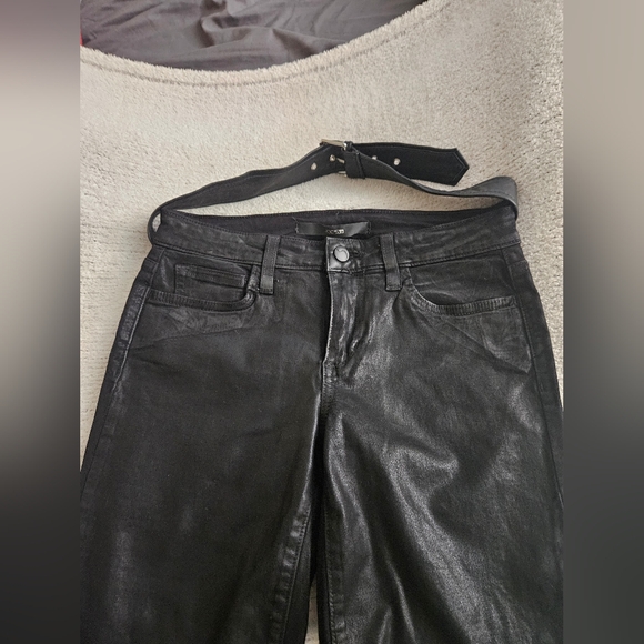 JOE'S 55 Skinny Ankle Faux Leather Jeans w/belt - Picture 3 of 9